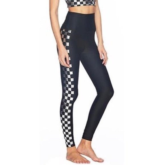 Beach Riot Pants - NEW Beach Riot Jade Black Metallic Check Leggings